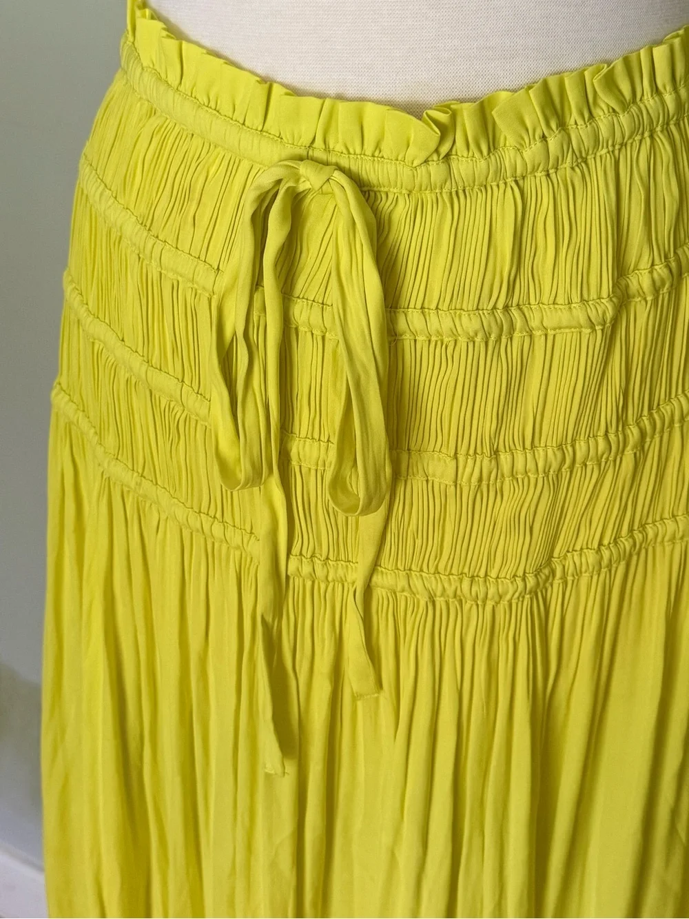 Smocked Waist Lemon Yellow Chiffon Maxi Skirt from Anthropologie Current Air
